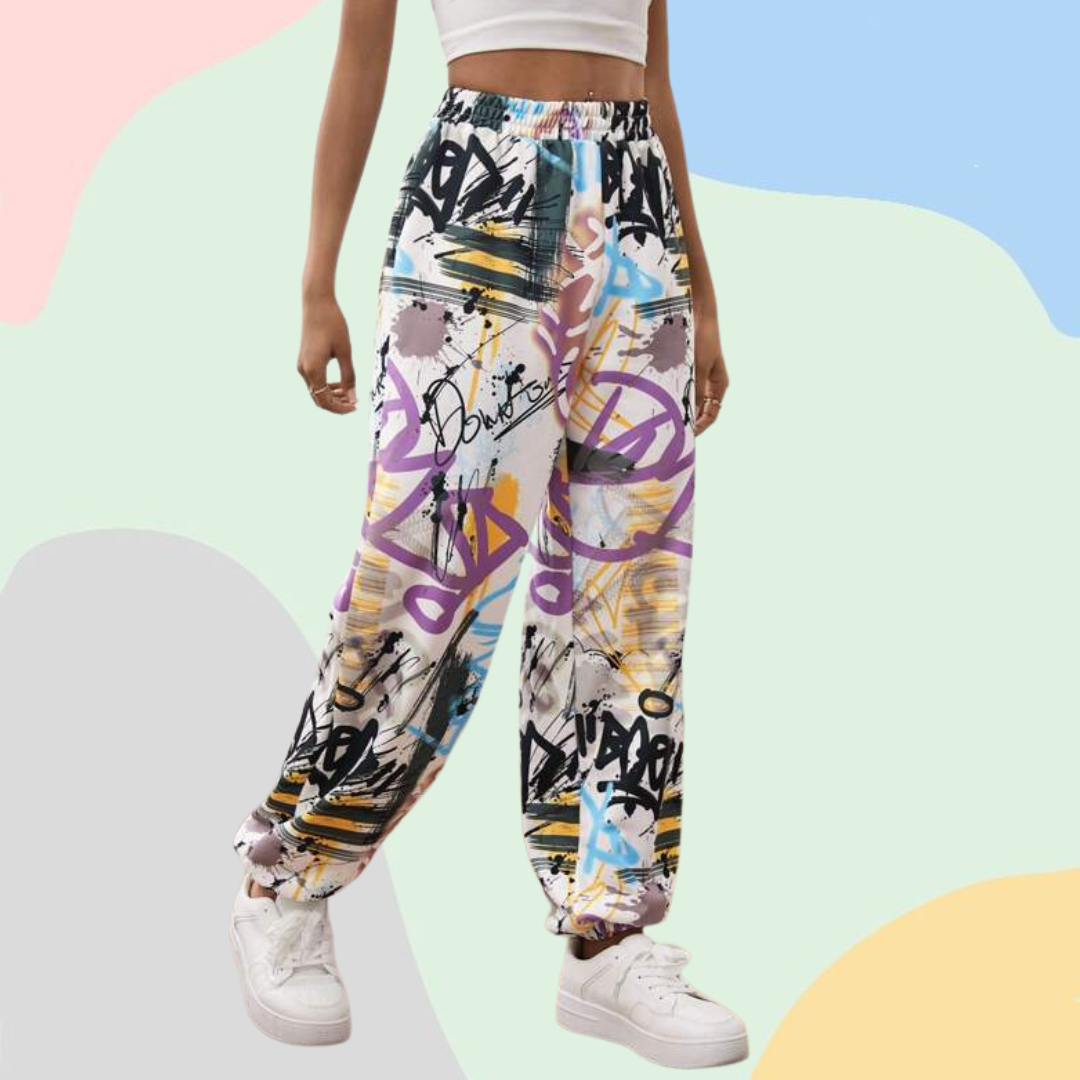 Ritsila Women's Loose Pants Elastic Waist Floral Print Wide Leg Pants (Pack of-2)