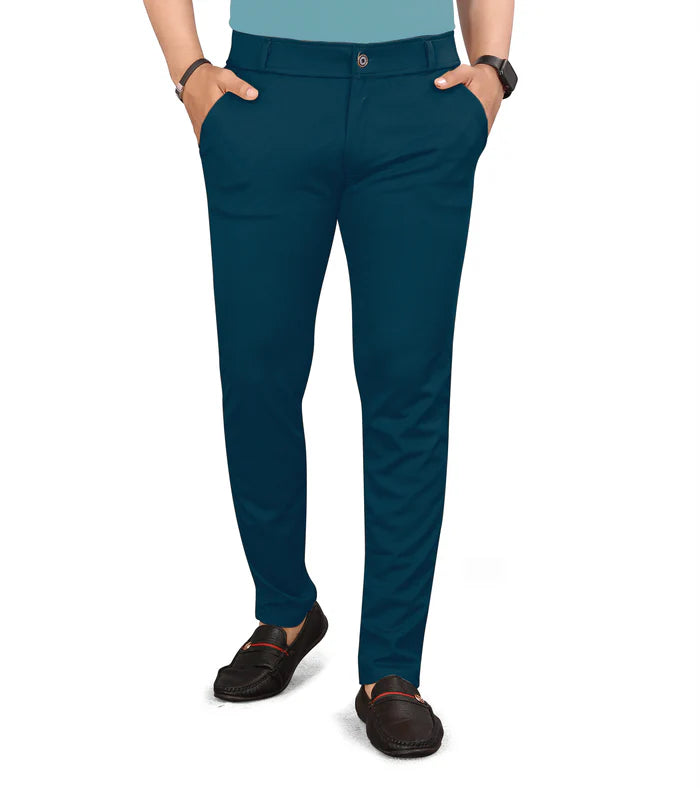 Men Regular Fit Airfos Color Lycra Blend Trousers