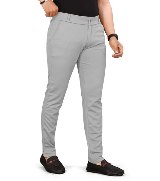 Men Regular Fit Ligth Grey Color Lycra Blend Trousers