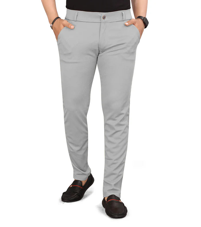 Men Regular Fit Ligth Grey Color Lycra Blend Trousers