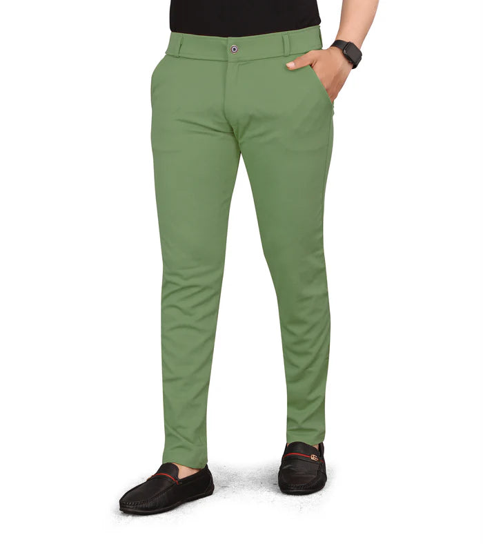 Men Regular Fit Pista Color Lycra Blend Trousers