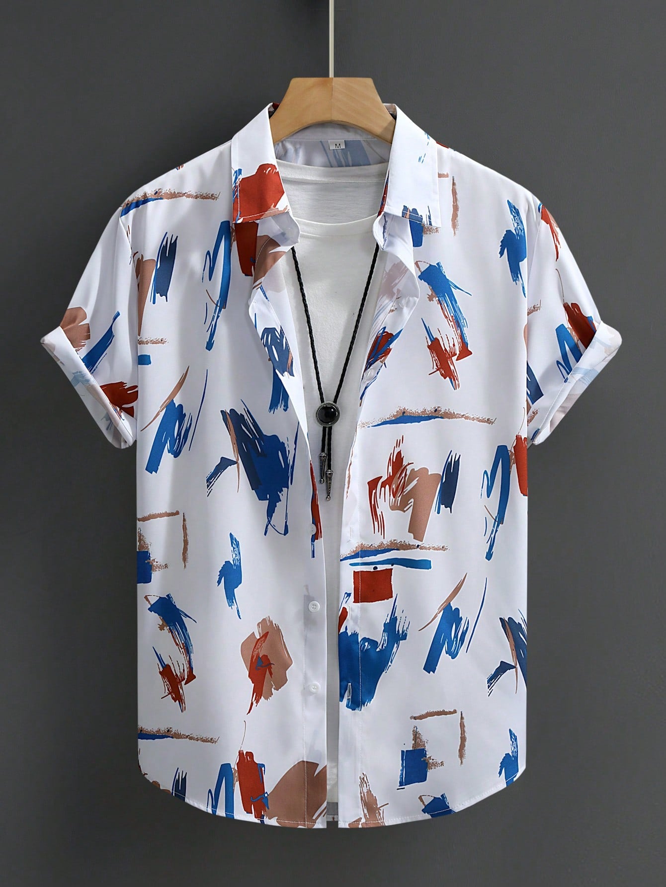 Men's Casual Random Graphic Colorful Print Short Sleeve Shirt Without Tee, For Boyfriend Gift