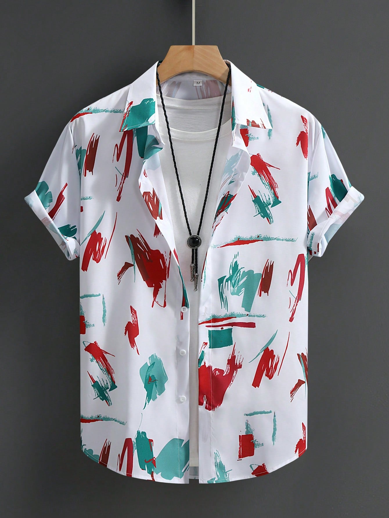 Men's Casual Random Graphic Colorful Print Short Sleeve Shirt Without Tee, For Boyfriend Gift