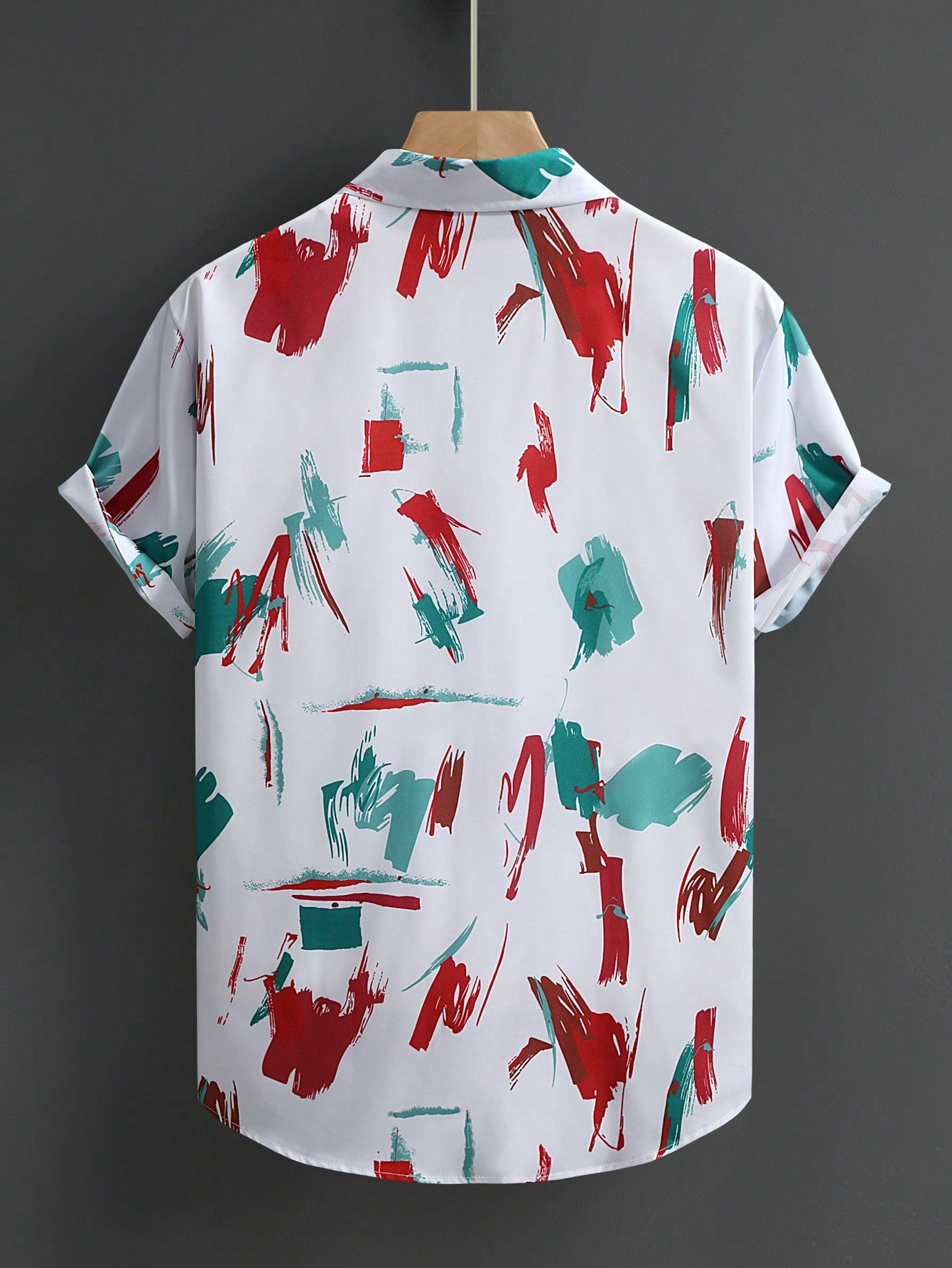 Men's Casual Random Graphic Colorful Print Short Sleeve Shirt Without Tee, For Boyfriend Gift