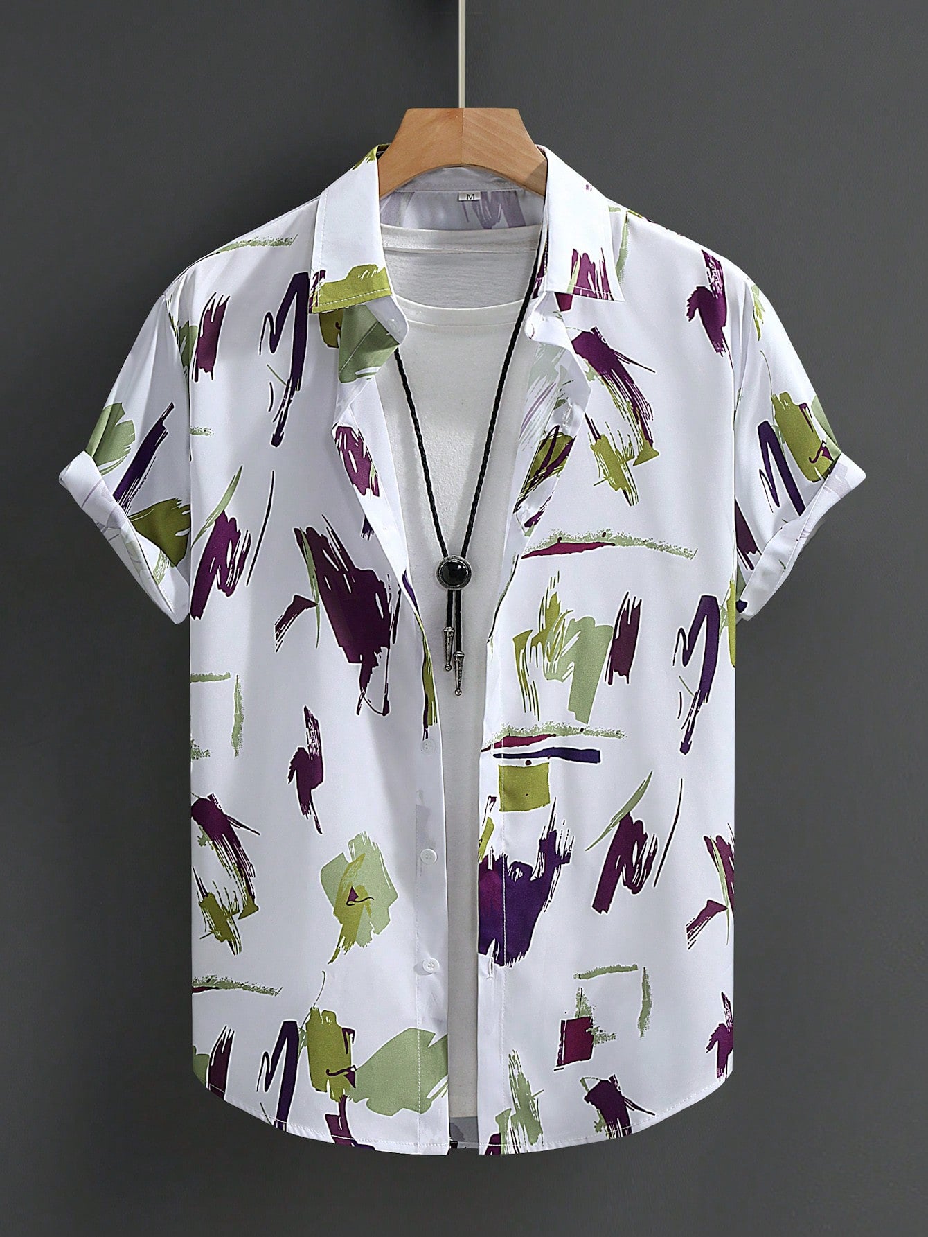 Men's Casual Random Graphic Colorful Print Short Sleeve Shirt Without Tee, For Boyfriend Gift