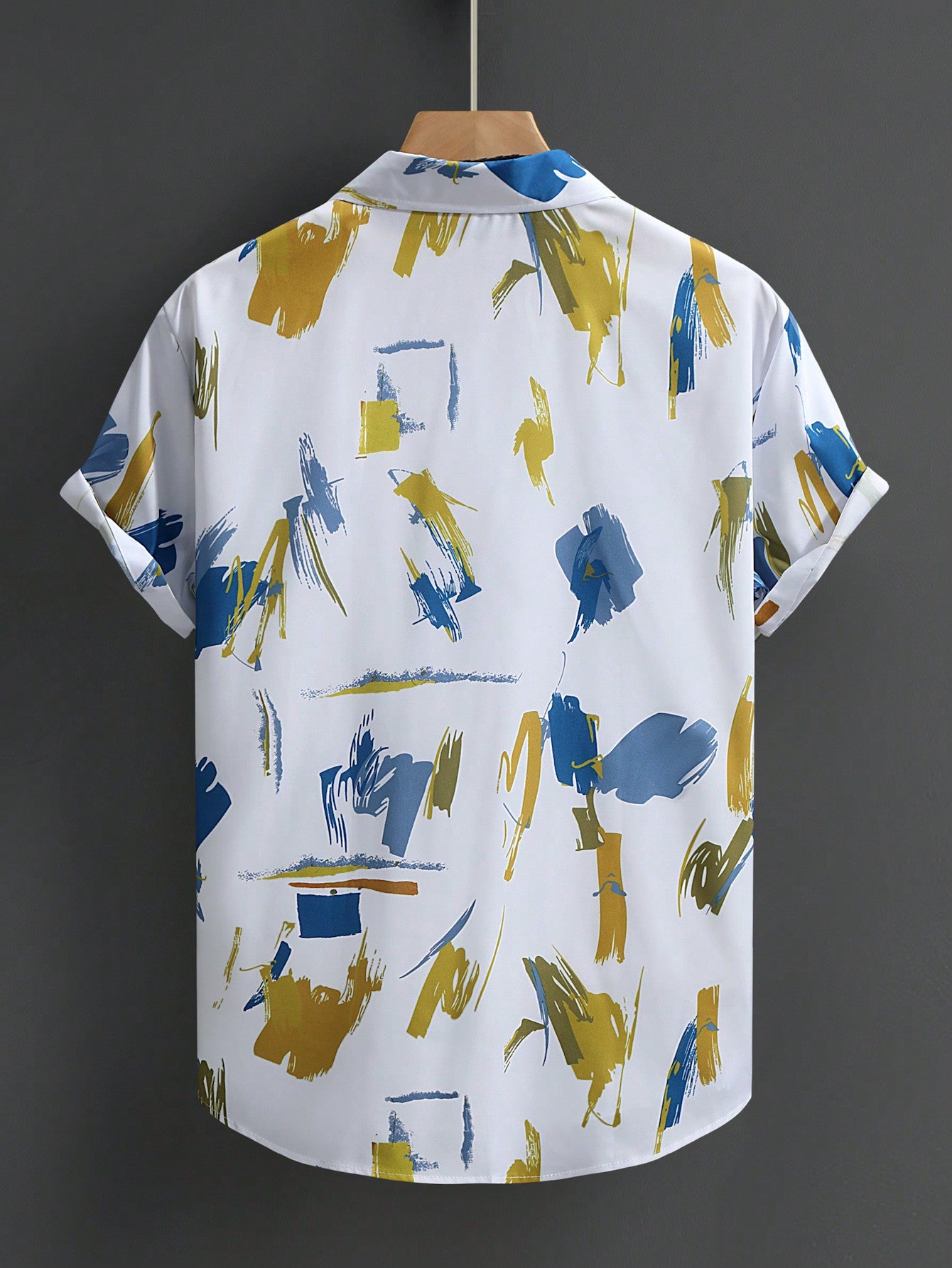Men's Casual Random Graphic Colorful Print Short Sleeve Shirt Without Tee, For Boyfriend Gift
