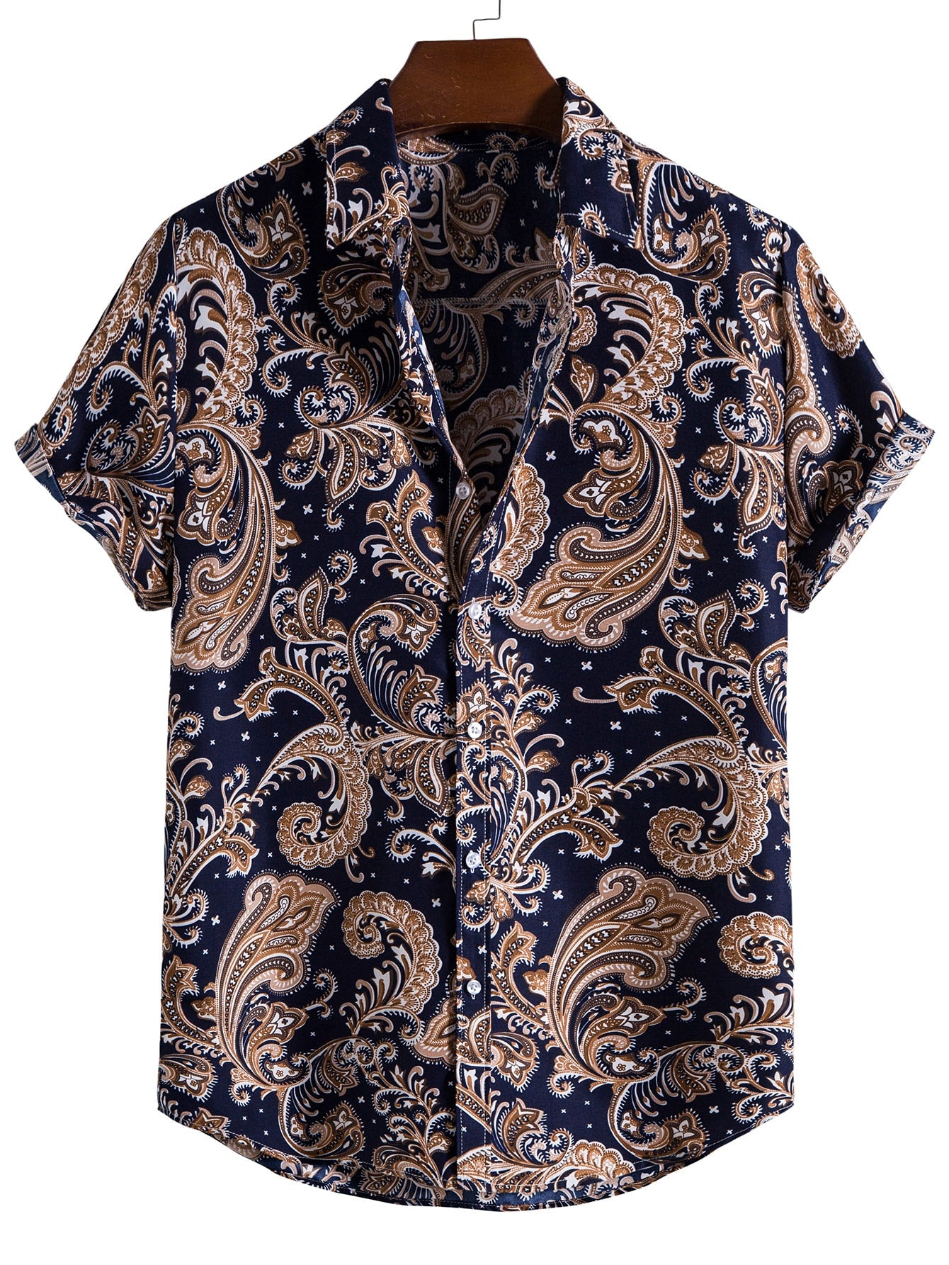 Men's Paisley Print Button Up Shirt