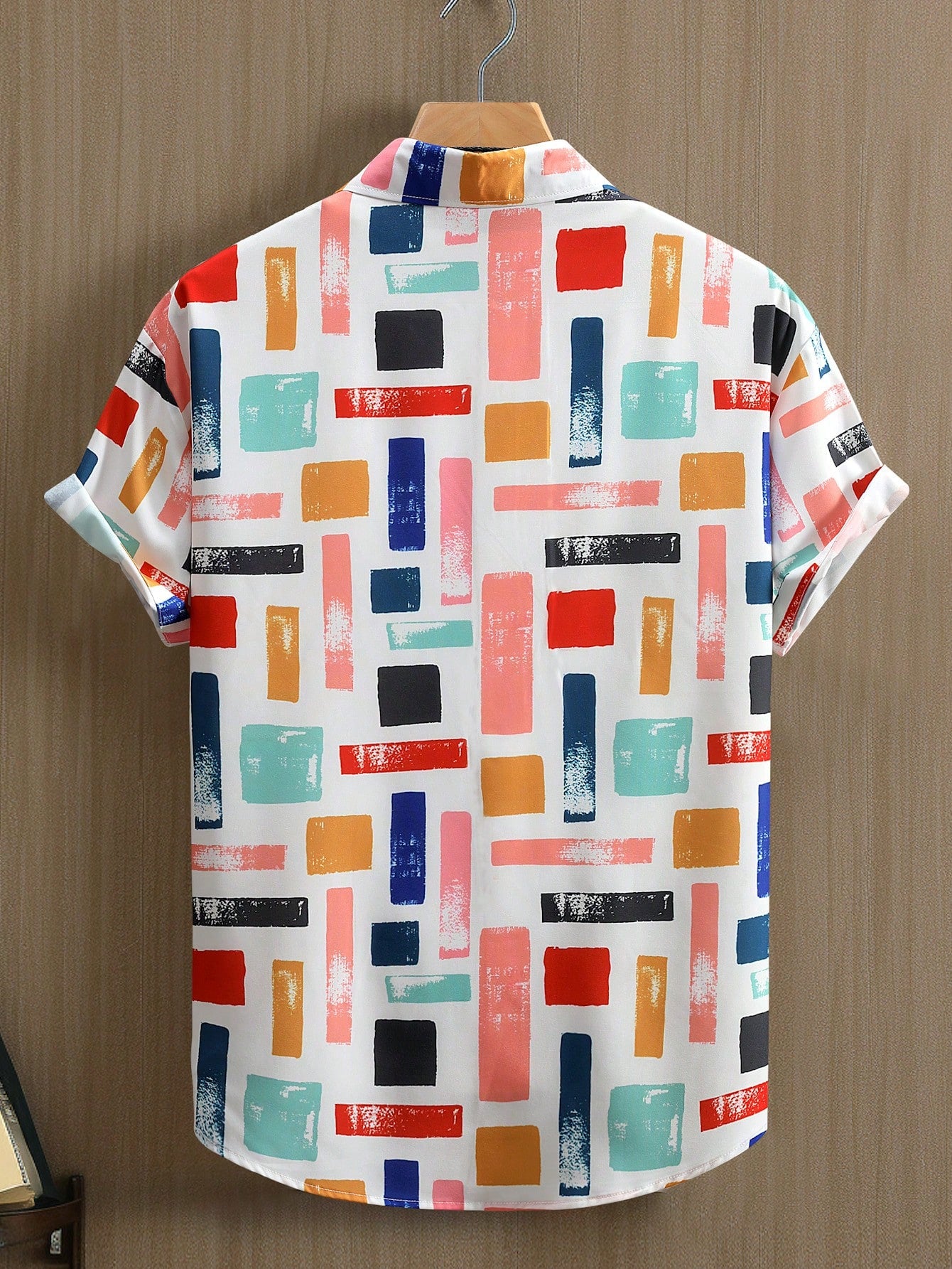 Men's Summer Vacation Geometric Print Short Sleeve Shirt Beach Men Shirt