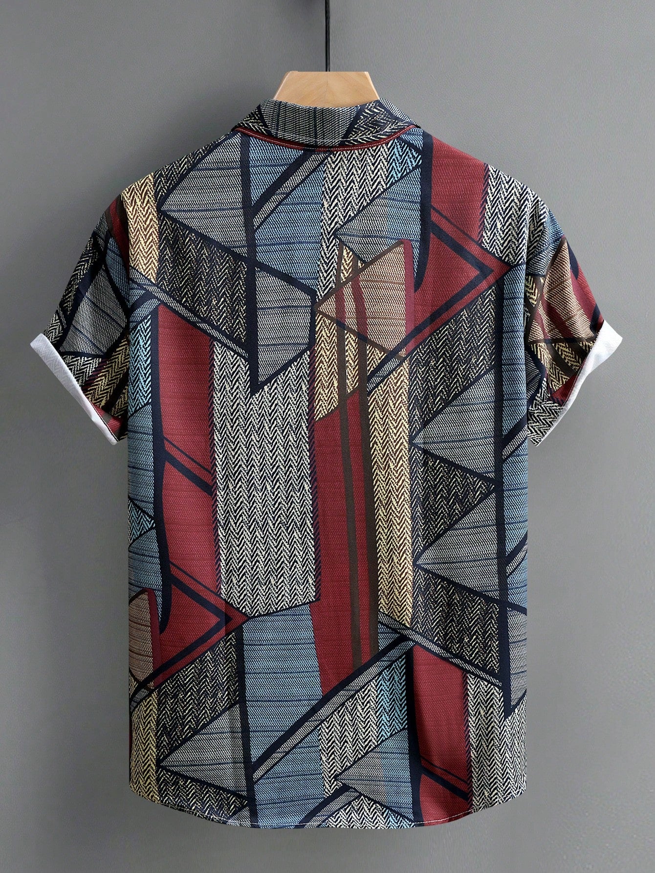 Men's Summer Geometric Aladin Printed Short Sleeve Casual Shirt