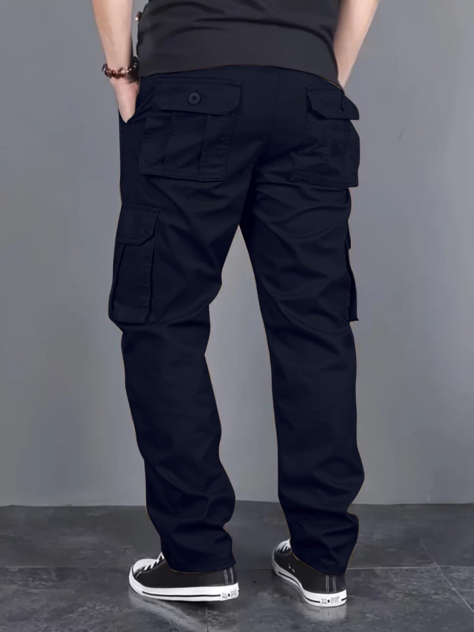 Men’s Navy Blue Cargo Pants | Slim Fit Utility Trousers with Multi-Pockets | Casual & Streetwear Bottoms