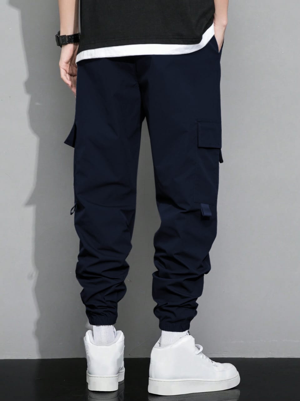 Men’s Navy Blue Cargo Pants | Slim Fit Utility Trousers with Multi-Pockets | Casual & Streetwear Bottoms