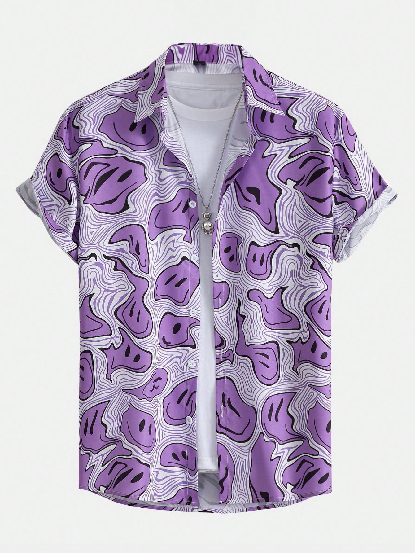 Men's Allover Smile Face Print Y2k Shirt Without Tee, School